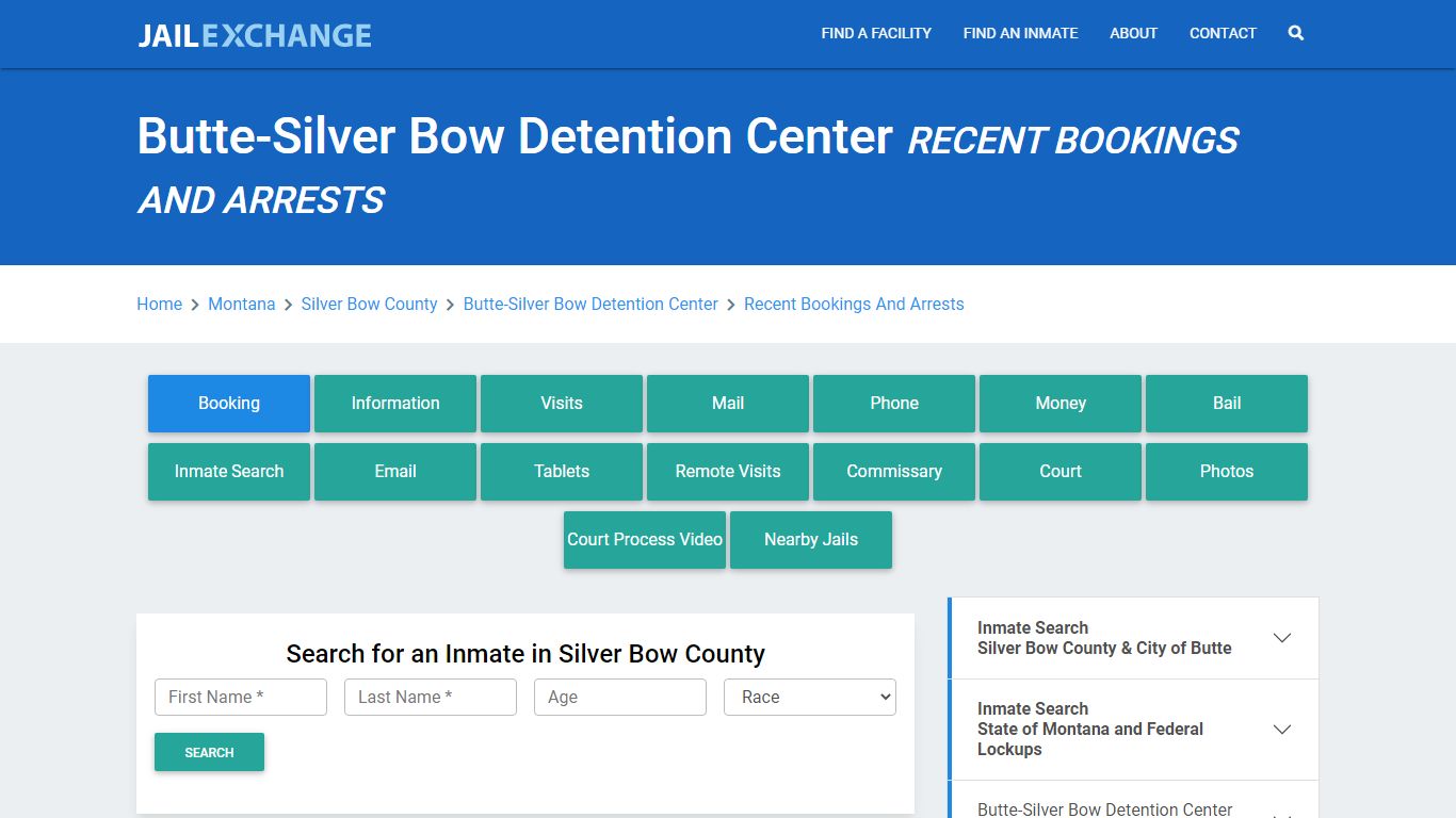 Butte-Silver Bow Detention Center Recent Bookings And Arrests