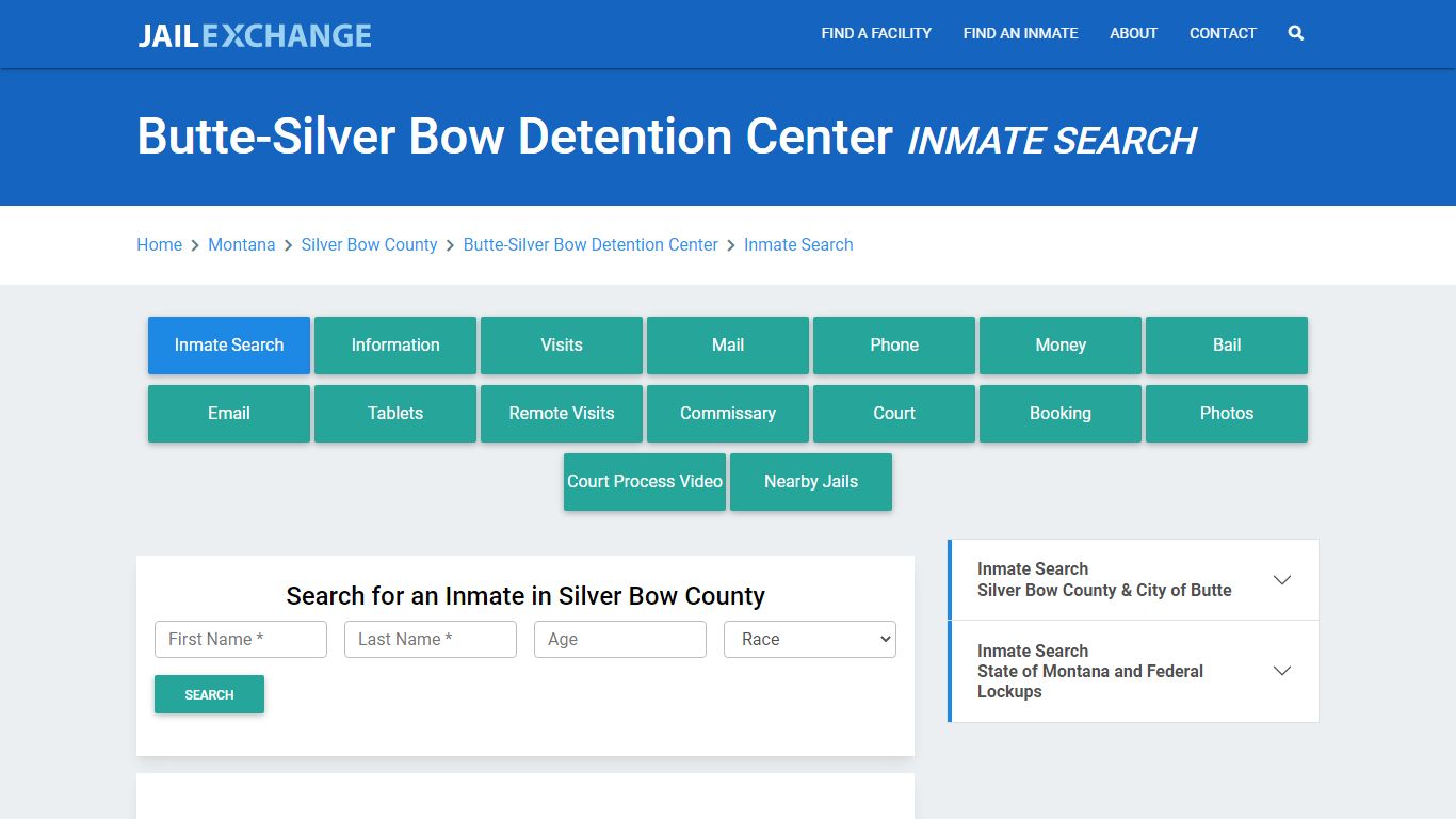 Butte-Silver Bow Detention Center Inmate Search - Jail Exchange